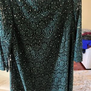 Hunter green dress size 18 with silver sequins